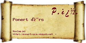 Ponert Örs névjegykártya